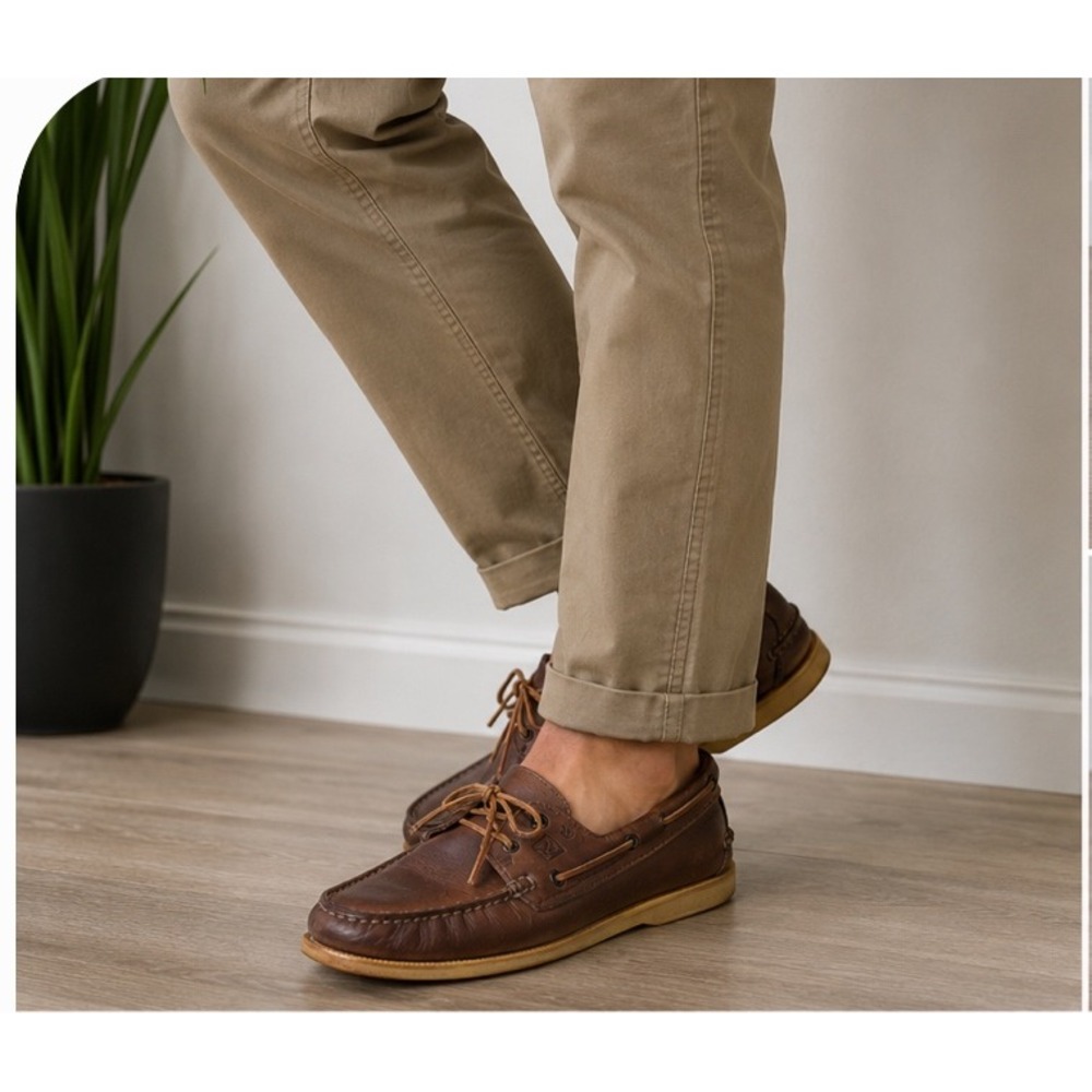 Sperry Top-Sider Mens Authentic Original Boat Shoes Brown Leather 0195115 9.5M
